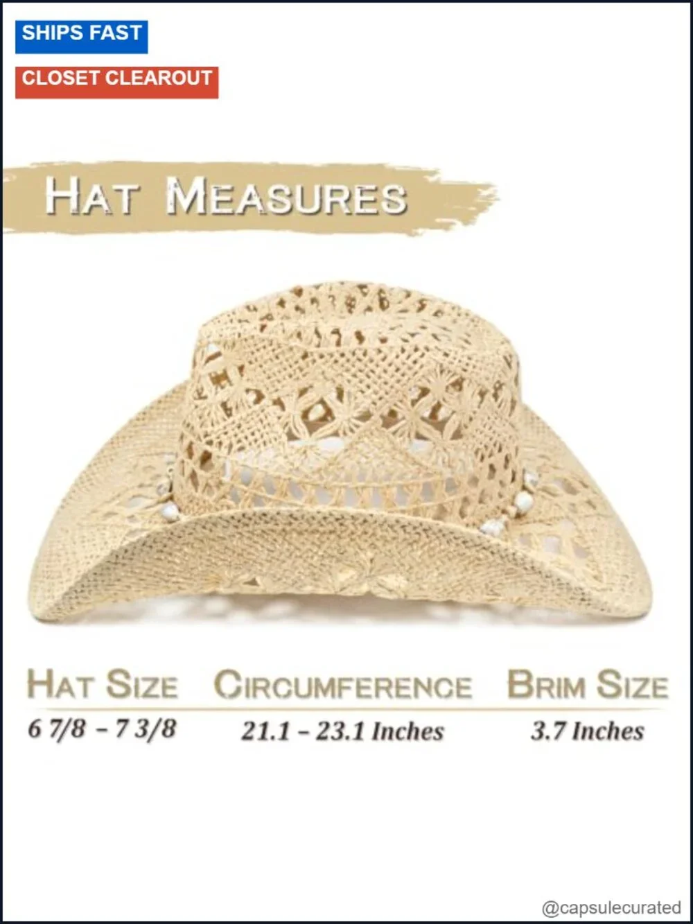 Straw Teardrop Cowboy Hat with Western Hatband